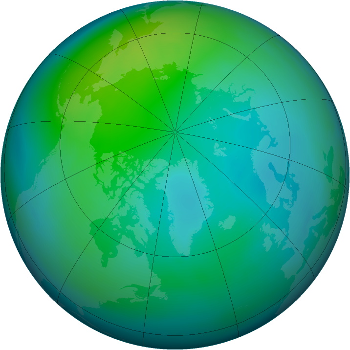 Arctic ozone map for October 2006